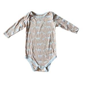 Kickee Pants Long Sleeve Bodysuit Baby 12-18M Blush Deer Print Bamboo